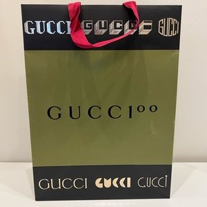 Gucci Limited Edition GUCCI 100 Green Paper Shopping Gift Bag